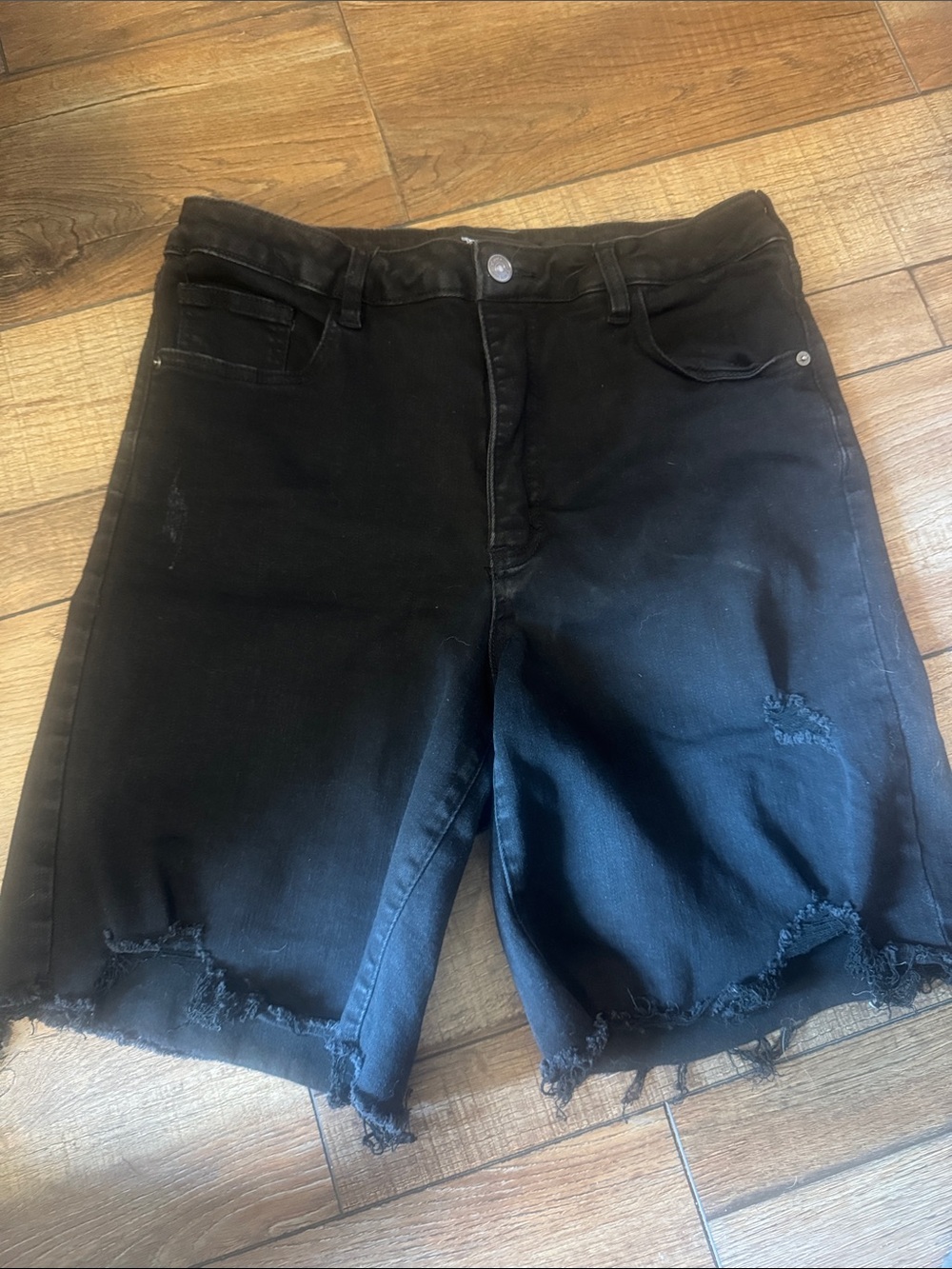 Lucky & Blessed Black Distressed Women’s Bermuda Shorts